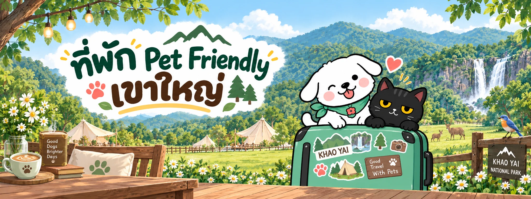 ที่พัก Pet Friendly เขาใหญ่ ภาพน้องหมาและน้องแมวออกทริปท่ามกลางบรรยากาศเขาใหญ่