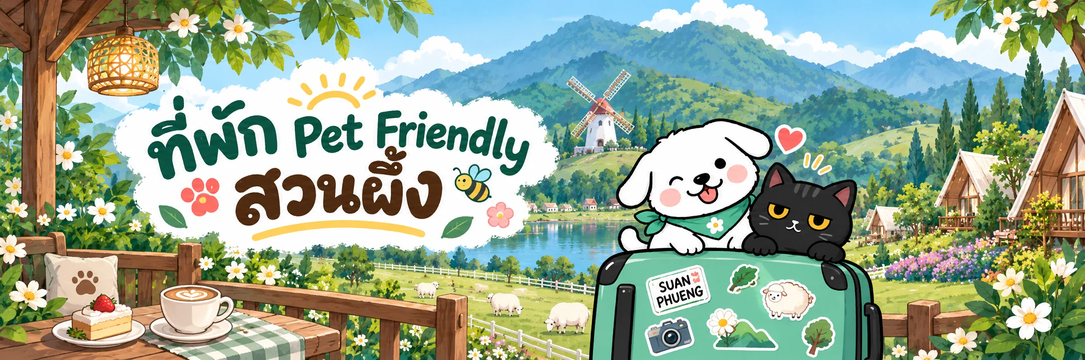 ที่พัก Pet Friendly สวนผึ้ง ภาพน้องหมาและน้องแมวออกทริปท่ามกลางบรรยากาศสวนผึ้ง