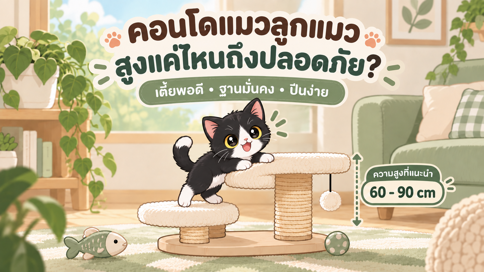 ภาพประกอบบทความ คอนโดแมวสำหรับลูกแมว เลือกสูงแค่ไหน? สูงเกินไปอันตรายไหม