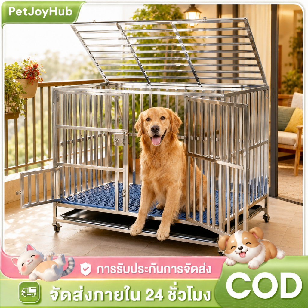 รูปสินค้า Greenpets กรีนเพ็ทส์ กรงสุนัขสแตนเลส 304 กรงสุนัขใหญ่ กรงหมา กรงสัตว์เลี้ยง แข็งแรง