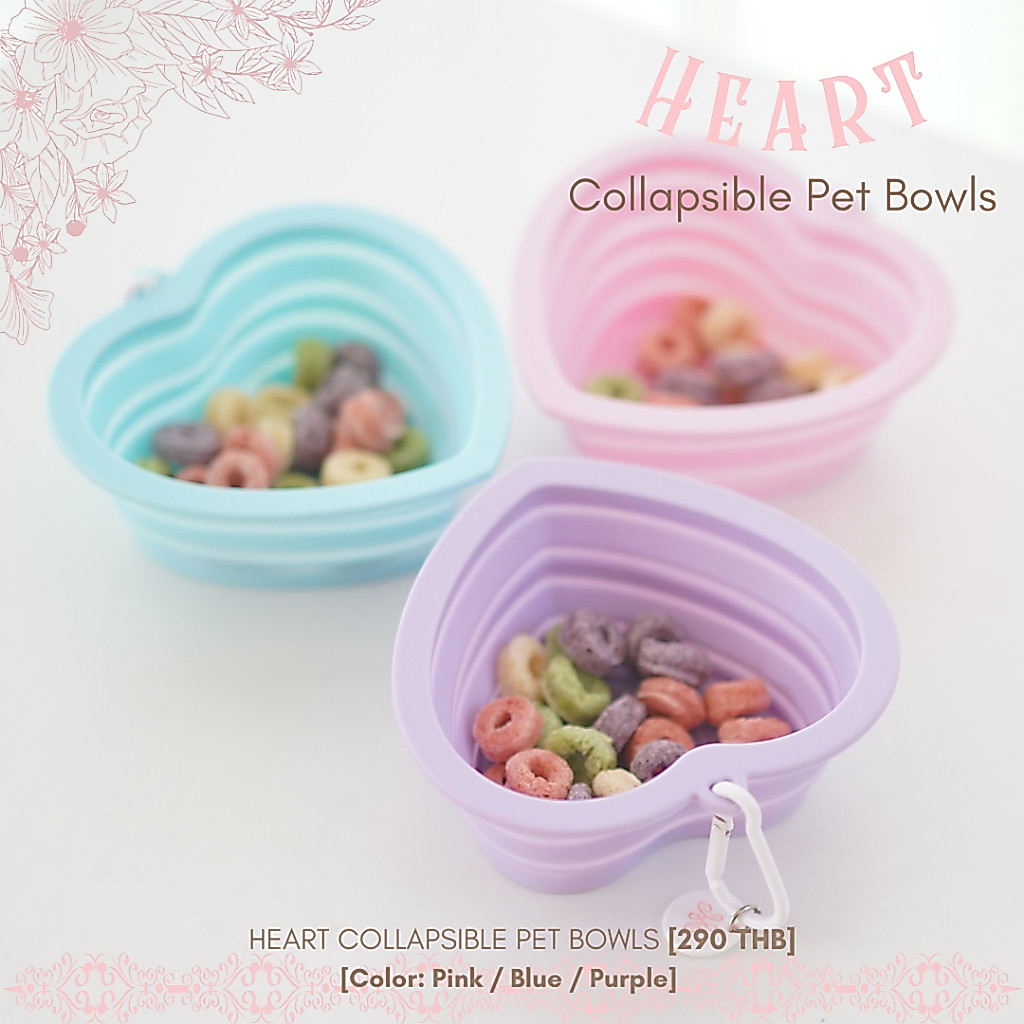 รูปสินค้า Moonies Style มูนีส์สไตล์ ชามข้าวสัตว์เลี้ยง 025 Pawtopia - Heart Collapsible Pet Bowls