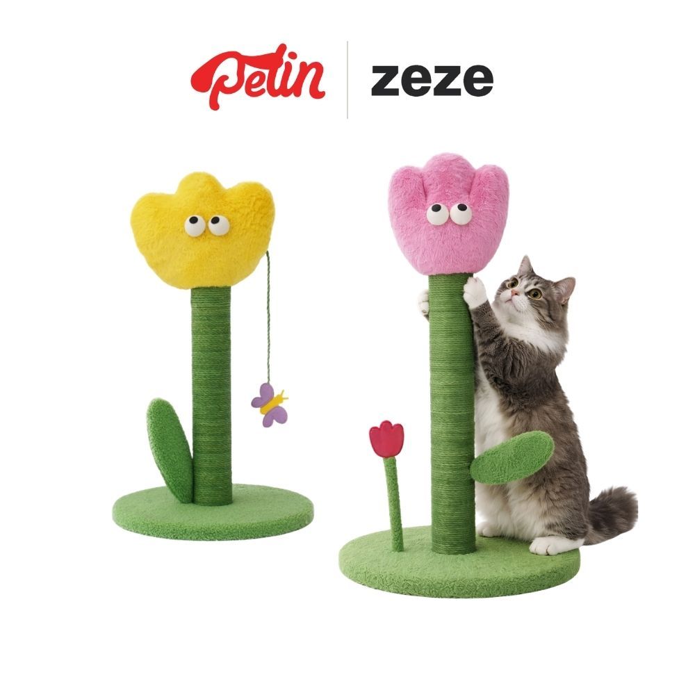 รูปสินค้า Zeze เสาลับเล็บแมว ดอกทิวลิป ที่ลับเล็บตั้งพื้น วัสดุปอ ฝนเล็บ