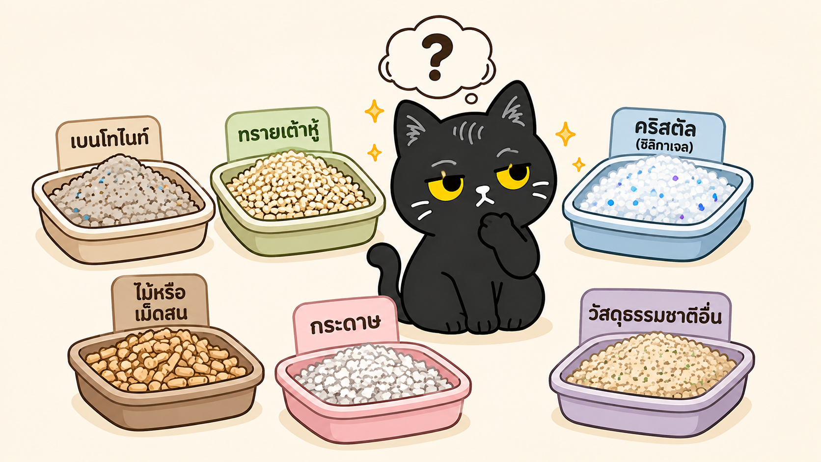 ภาพประกอบบทความ ทรายแมวมีกี่แบบ? เลือกแบบไหนดีให้เหมาะกับน้องแมว
