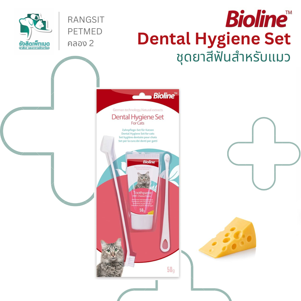 รูปสินค้า Bioline Cat Toothpaste Set ชุดยาสีฟันแมว รสชีส พร้อมแปรงทำความสะอาดฟัน 50 กรัม