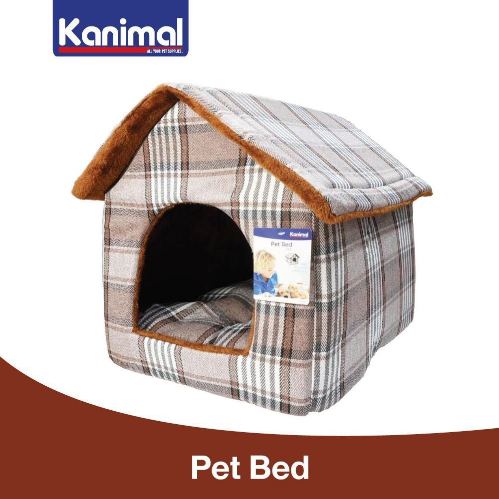 รูปสินค้า Kanimal 410313 Home ที่นอนสุนัข ที่นอนแมว รุ่นบ้าน นุ่มสบาย แยกเบาะได้ ที่นอนบ้านพับได้ Size L 58x48x54 ซม.