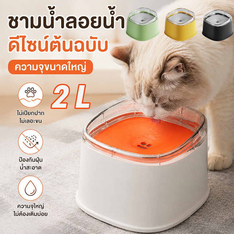 รูปสินค้า ที่ให้น้ำสัตว์เลี้ยง ชามน้ำลอยตัว ป้องกันน้ำกระเซ็น ป้องปากเปียก แยกฝุ่น 2 ลิตร