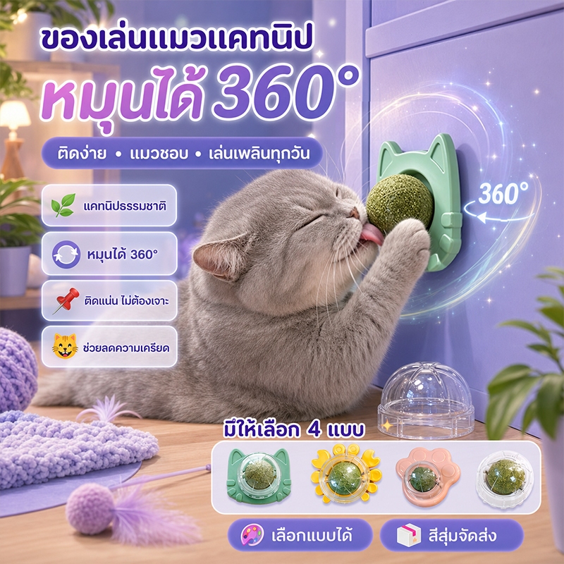 รูปสินค้า บอลแคทนิปสำหรับแมว ติดผนังได้