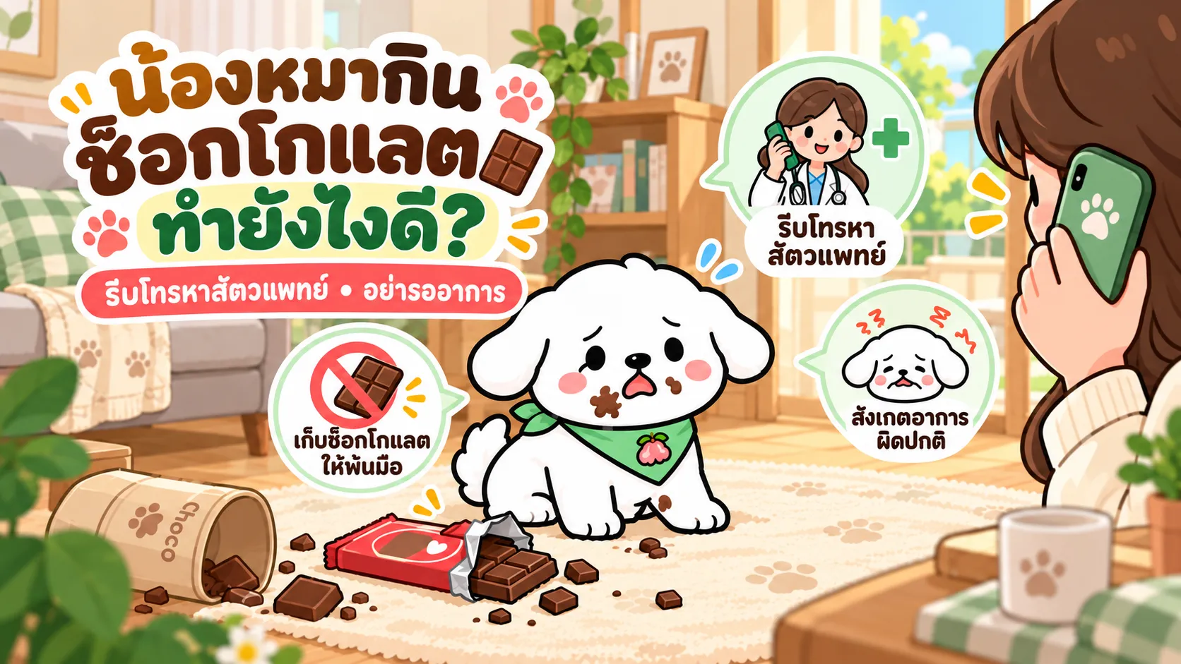 ภาพประกอบบทความ สุนัขกินช็อกโกแลตเข้าไป ต้องทำอย่างไร? อาการอันตรายและวิธีช่วยทันที