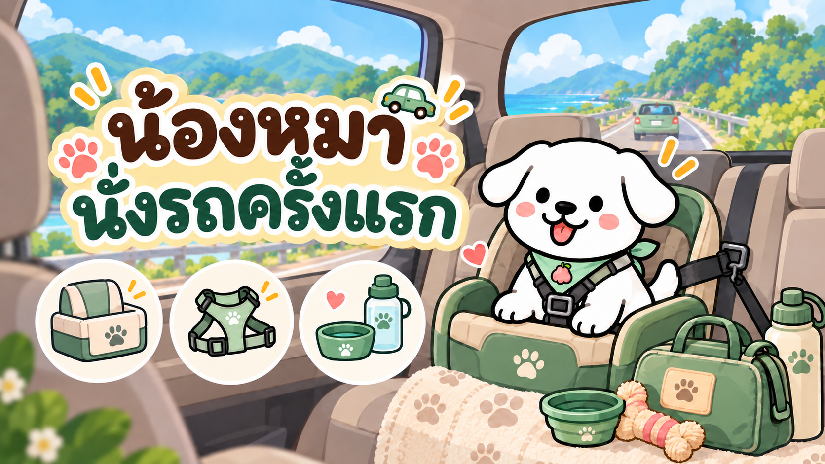 ภาพประกอบบทความ พาหมานั่งรถยนต์ครั้งแรก ต้องทำยังไงให้นั่งรถปลอดภัย