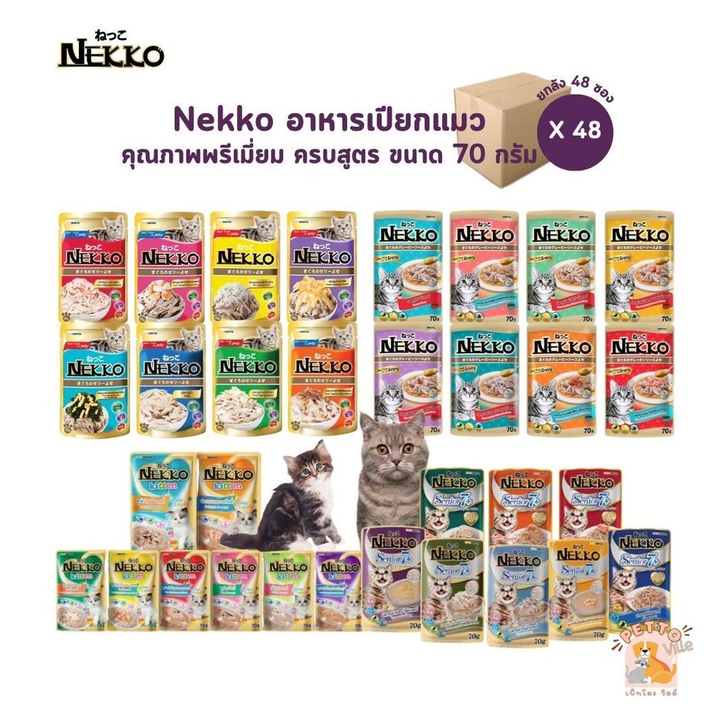 รูปสินค้า Nekko อาหารเปียกแมว ไม่คละรส 48 ซอง แบบลัง