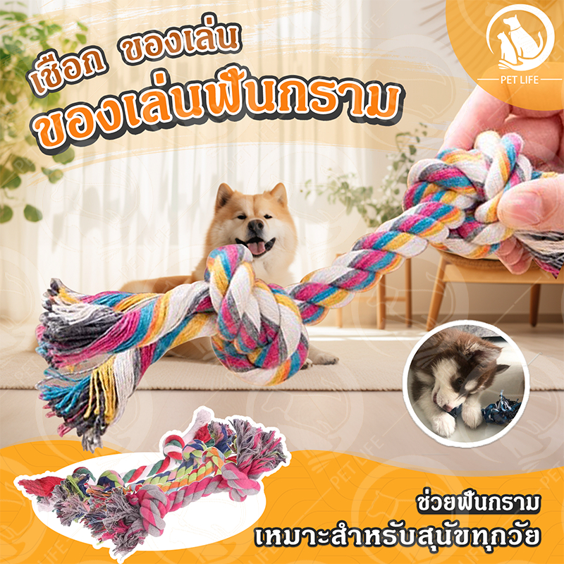 รูปสินค้า Pet Record เพ็ท เลคคอร์ด PET LIFE ของเล่นสุนัข เชือกกัดสุนัข เชือกขัดฟันเชือกยาว
