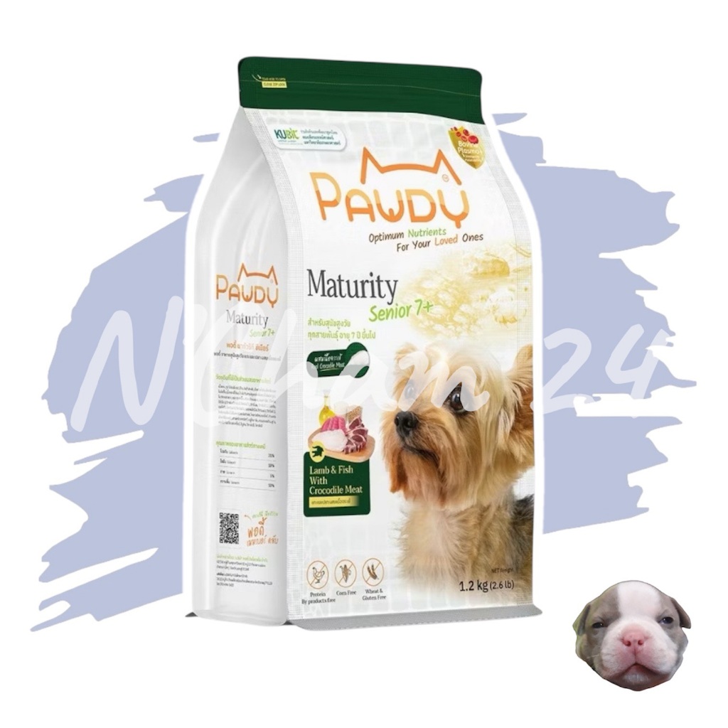 รูปสินค้า Pawdy Senior 7+ ขนาด และ1. . อาหารสุนัขสูงวัยทุกสายพันธุ์ มีหลายขนาด