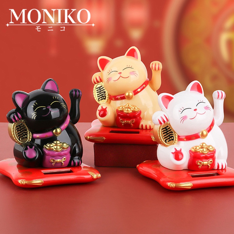รูปสินค้า MONIKO แมวกวัก แมวกวักนำโชค แมวญี่ปุ่น พลังงานแสงอาทิตย์ แมวนำโชค น่ารัก แต่งบ้าน