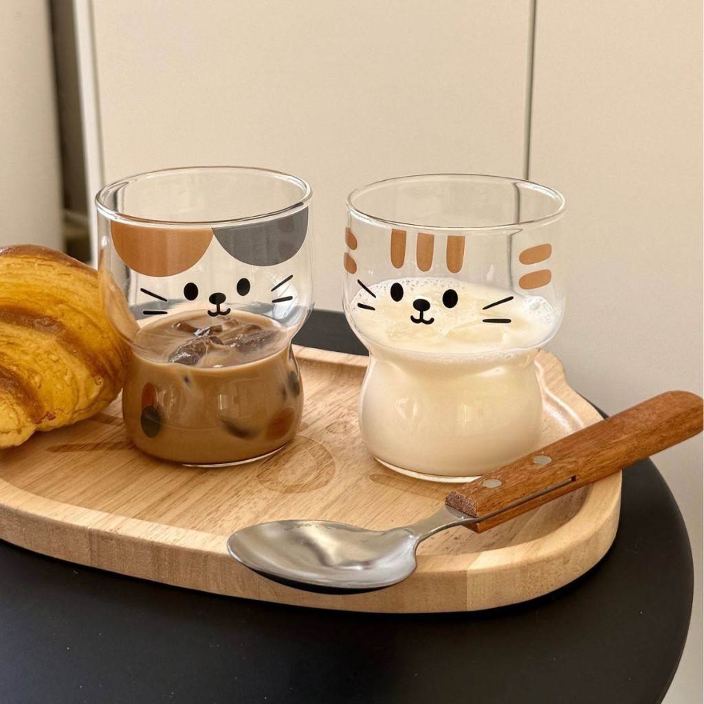 รูปสินค้า อิน สไตล์การ์ตูนลูกแมวแก้วน่ารักครัวเรือนนมถ้วยกาแฟแก้วทนความร้อนถ้วยเครื่องดื่มถ้วยลาเต้