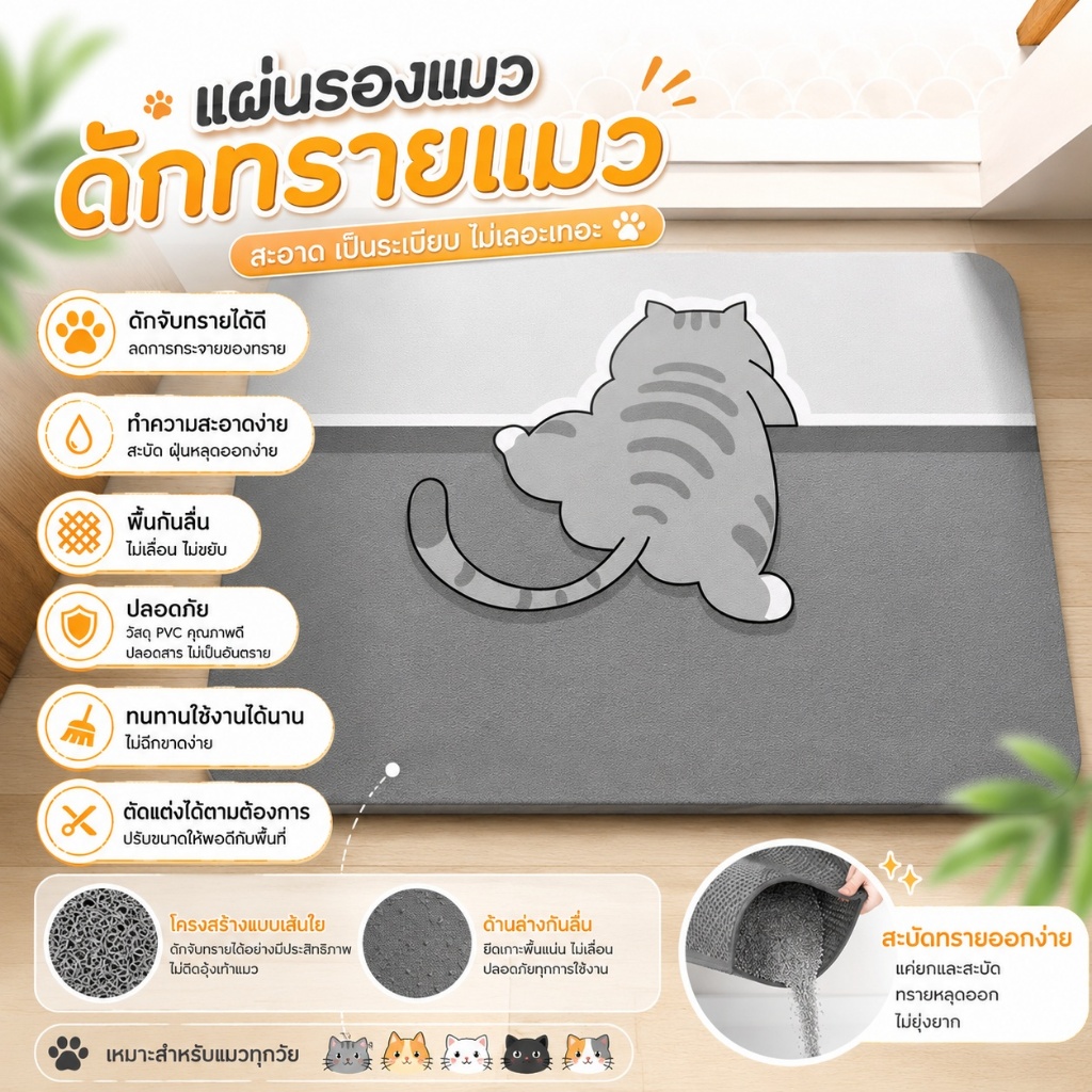 รูปสินค้า พรมเช็ดเท้าลายแมวส้ม พรมห้องน้ำ ดูดซับน้ำ กันลื่น นุ่มสบายเท้า ของตกแต่งบ้านน่ารัก S00150