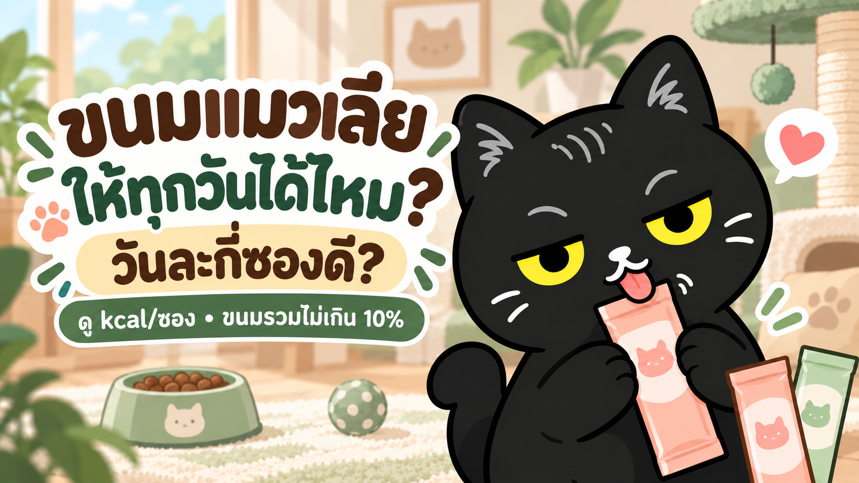 ภาพประกอบบทความ ขนมแมวเลียให้ทุกวันได้ไหม? ให้วันละกี่ซองดี