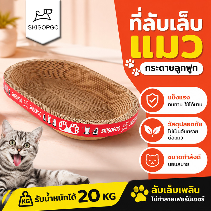 รูปสินค้า SKISOPGO ที่ลับเล็บแมว อ่างลับเล็บแมว ที่นอนแมว 2-in-1 รุ่นมินิมอลขนาดใหญ่