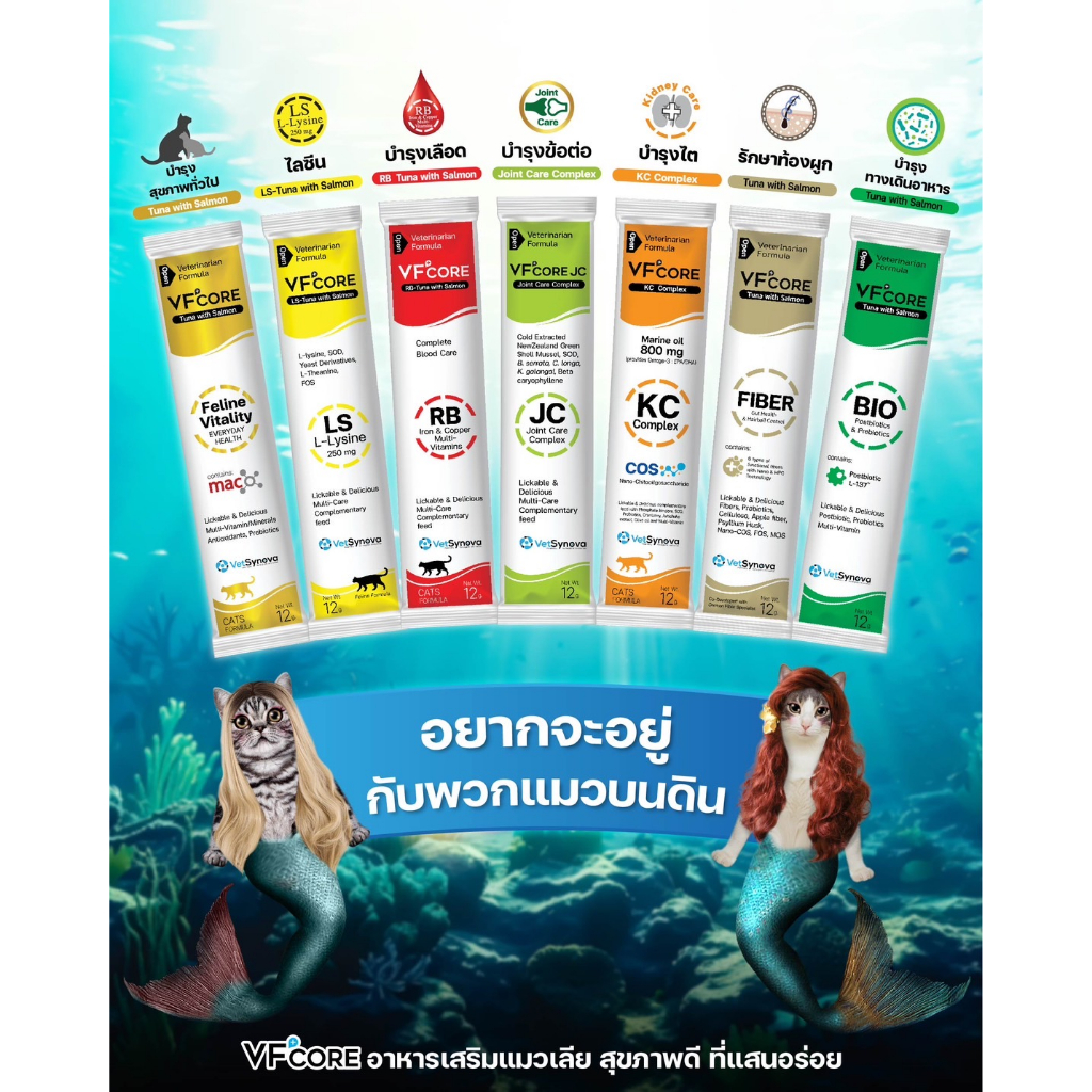 รูปสินค้า VF+CORE Vetsynova เว็ทซินโนว่า ขนมแมวเลียบรรจุ ที่มีประโยชน์ 30 ซอง