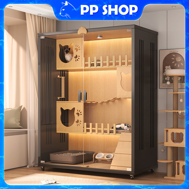 รูปสินค้า Greenpets Cat Villa วิลล่าแมว บ้านแมว คอนโดแมว กรงแมว ระบายอากาศได้ดี ไม่ร้อน กรงแมวแบบใหญ่ๆ
