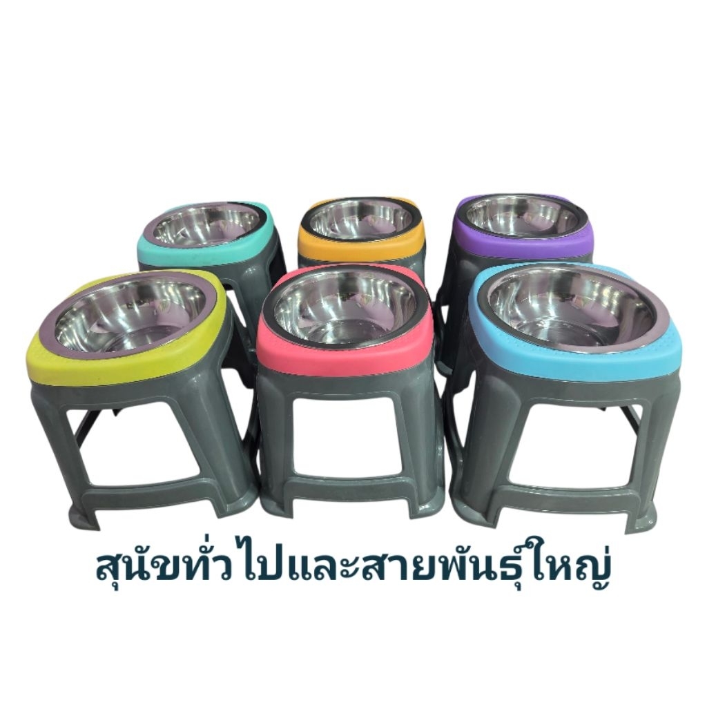 รูปสินค้า ชามอาหารสุนัขโต ขาตั้งสูง30เซนติเมตร มียางกันลื่น ชามสแตนเลส เส้นผ่าศูนย์กลาง25เซนติเมตร