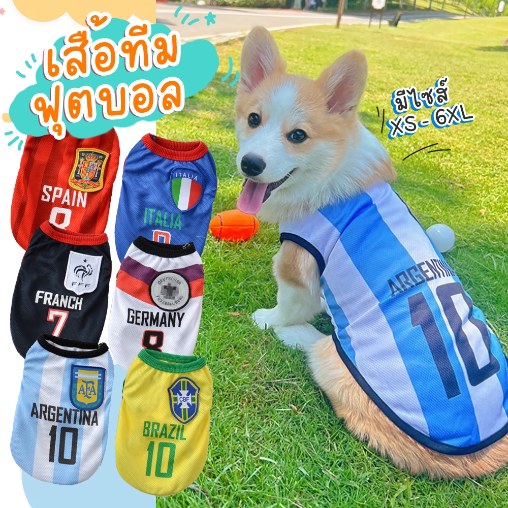รูปสินค้า เสื้อสัตว์เลี้ยง เสื้อบอล เสื้อสุนัขโต เสื้อทีมฟุตบอลหมาแมว