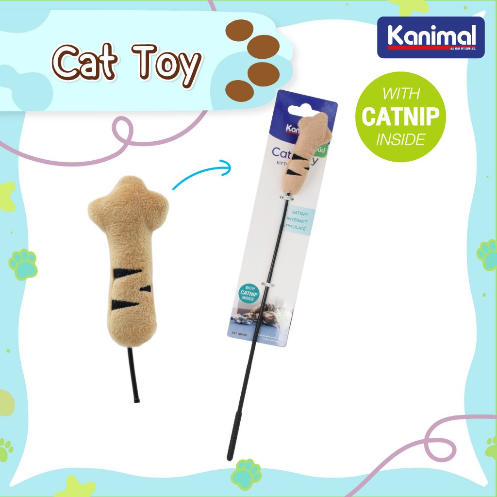 รูปสินค้า Kanimal ไม้ล่อแมว รุ่นมือแมว ยัด Catnip Size S ความยาว 35.8 ซม. ซม.