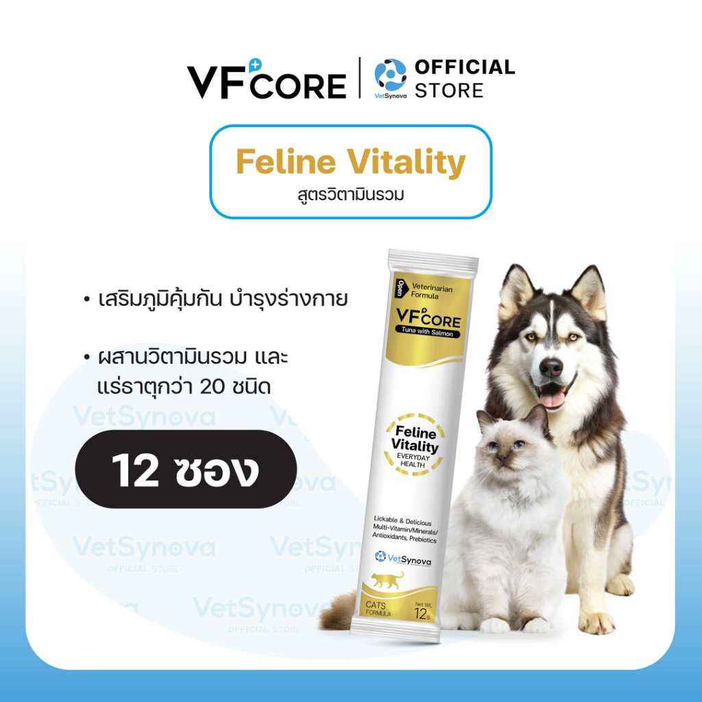 รูปสินค้า VF+CORE Feline Vitality วิตามินแมวเลีย สูตร 12 ซอง