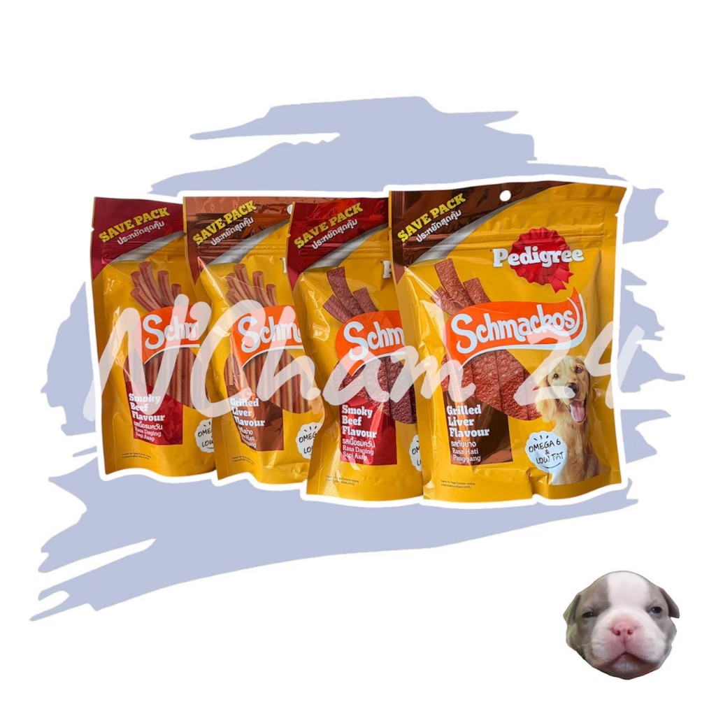 รูปสินค้า Pedigree Schmackos Meat Jerky ขนาด เพดดิกรี ชแม้กโก้ มีท เจอร์กี้ แบบแผ่น 300 กรัม