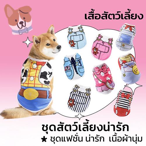 รูปสินค้า เสื้อกล้ามสัตว์เลี้ยง ชุดแฟนซี ชุดหมา แมว แฟชั่น น่ารัก สวมใส่สบาย เครื่องแต่งกายสุนัข