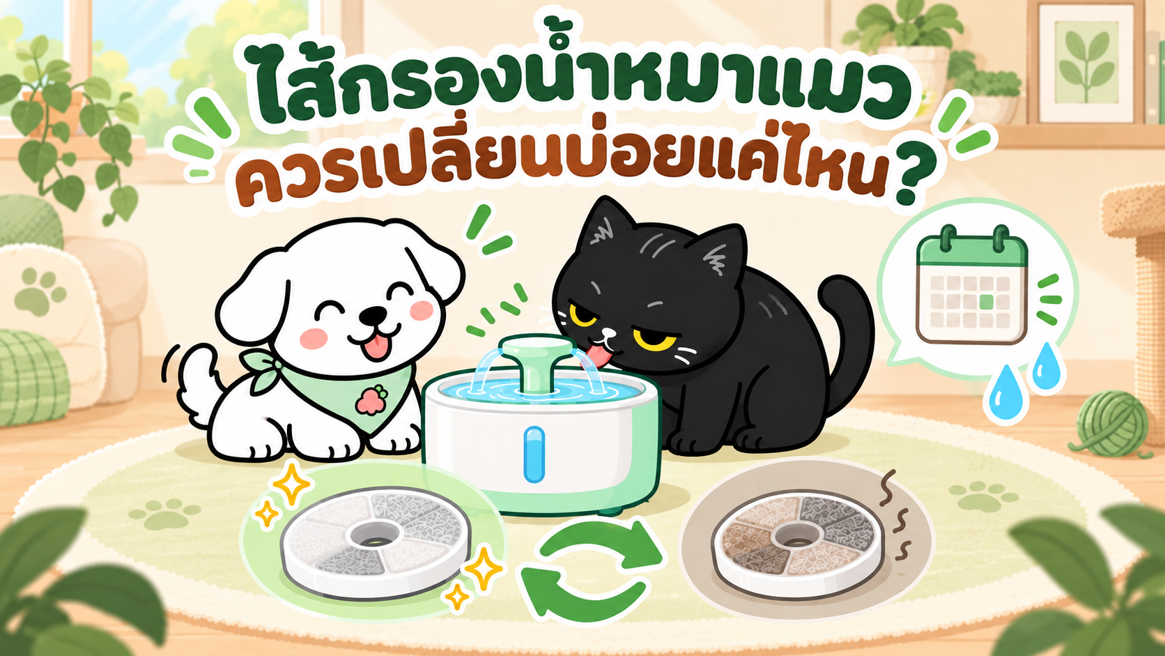 ภาพประกอบบทความ น้ำพุสัตว์เลี้ยงต้องเปลี่ยนไส้กรองบ่อยแค่ไหน? ถ้าไม่เปลี่ยนจะเป็นอะไร และเลือกซื้อยังไง