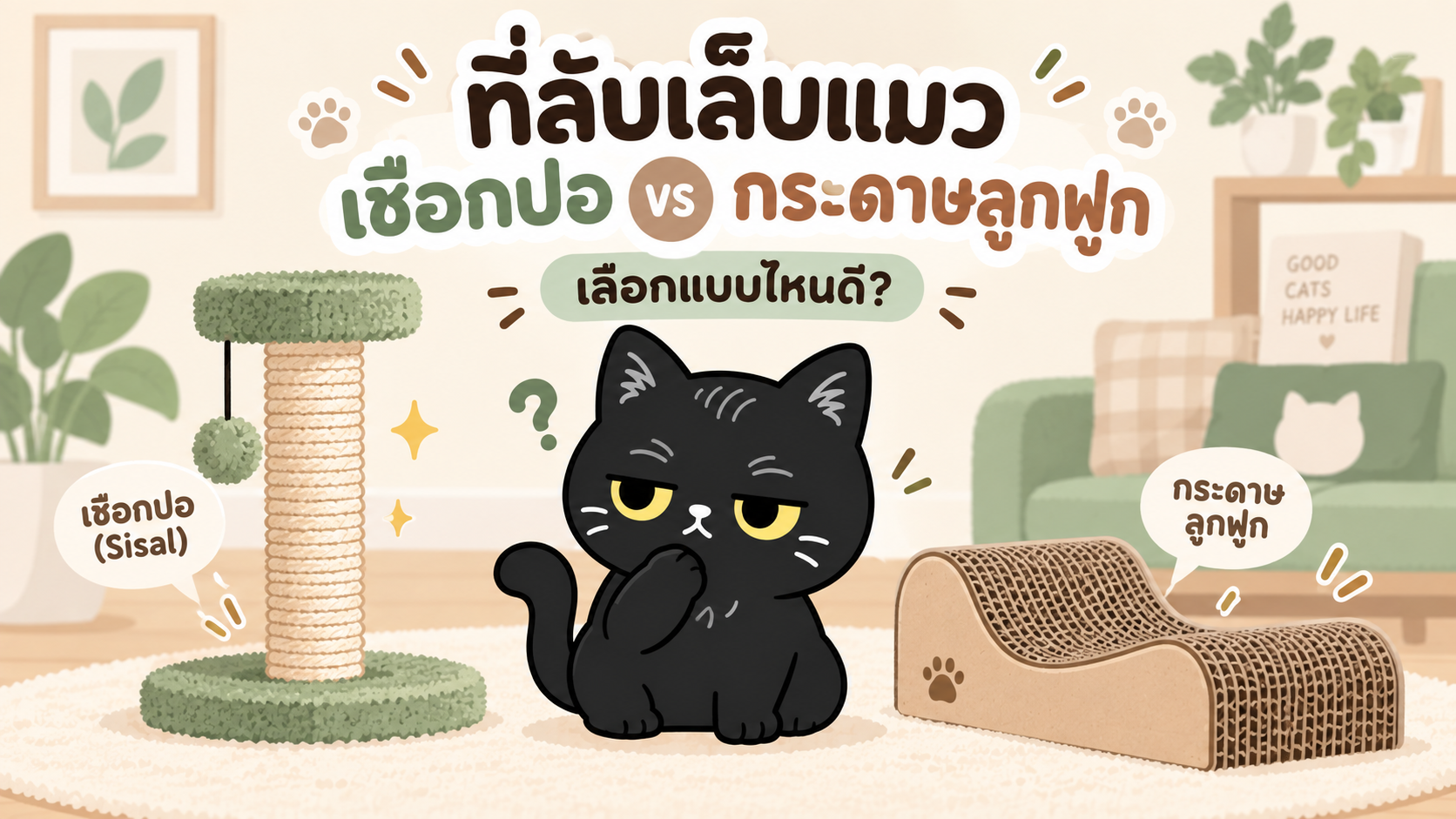 ภาพประกอบบทความ เสาลับเล็บแบบเชือกป่าน vs กระดาษลูกฟูก แบบไหนแมวชอบกว่ากันนะ