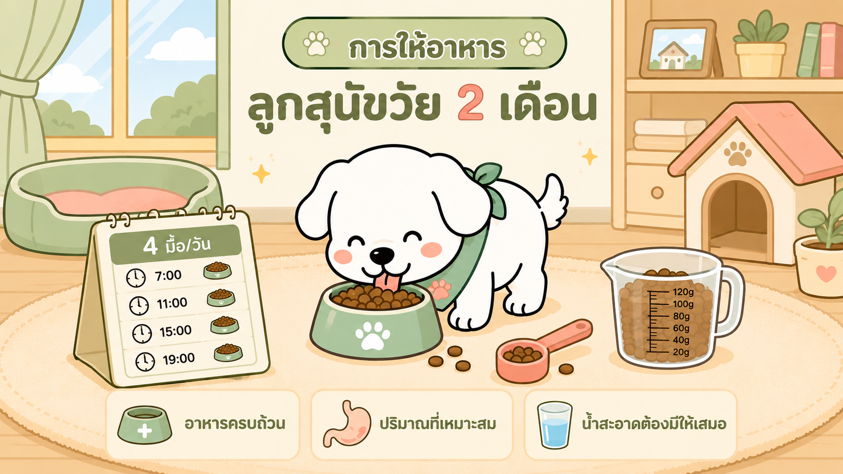 ภาพประกอบบทความ ลูกสุนัขอายุ 2 เดือนกินอะไร? กินวันละกี่มื้อ