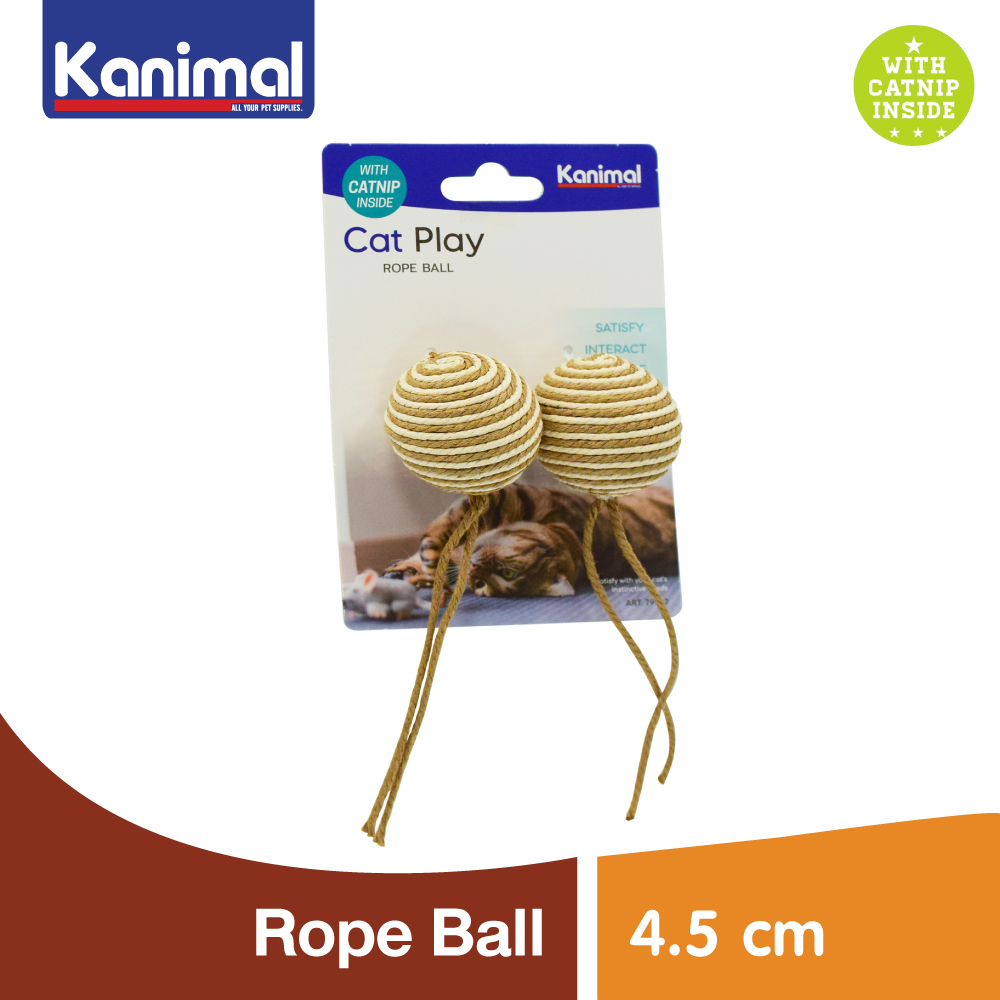 รูปสินค้า Kanimal 79947 Cat Toy ของเล่นแมว Rope Balls ลูกบอลพันเชือก ช่วยขัดฟัน เล่นสนุก สำหรับแมว ขนาด 4.5 ซม. 2 ลูก / แพ็ก