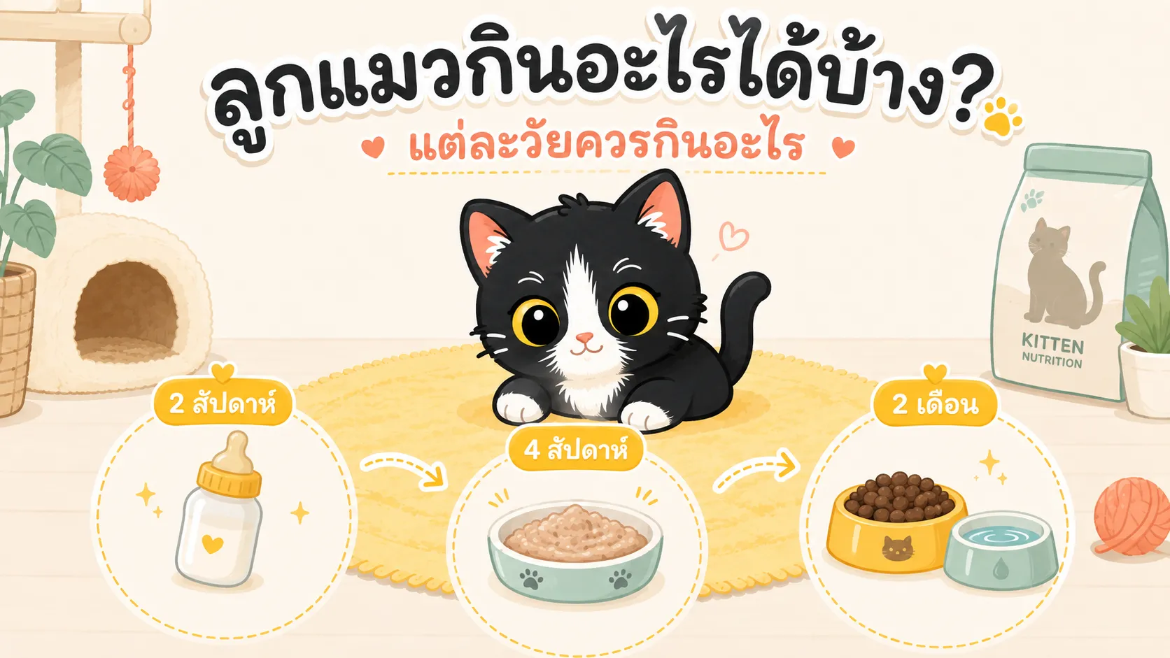 ภาพประกอบบทความ ลูกแมวกินอะไรได้บ้าง? ตั้งแต่แรกเกิดจนหย่านม ควรให้อะไรตามช่วงวัย
