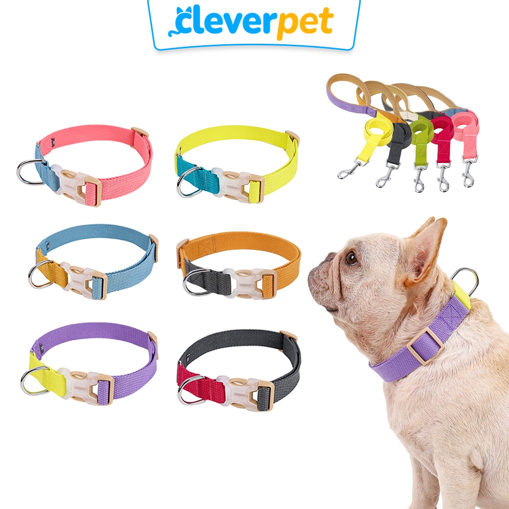 รูปสินค้า DOGLEMI ปลอกคอสำหรับสุนัขและแมว สีพาสเทล สายจูงสุนัข สัตว์เลี้ยง Dog CleverPet