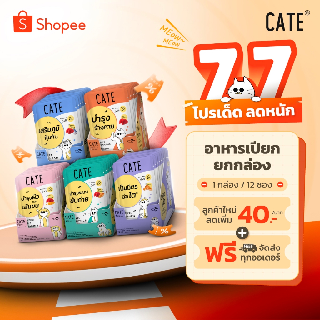 รูปสินค้า CATE Wet Food อาหารเปียกแมว 12 ซอง