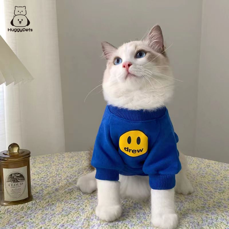 รูปสินค้า HuggyPets เสื้อกันหนาวสัตว์เลี้ยง ผ้าฟลีซนุ่มๆ ลายน่ารัก หน้ายิ้มสดใส ใส่อุ่นสบาย