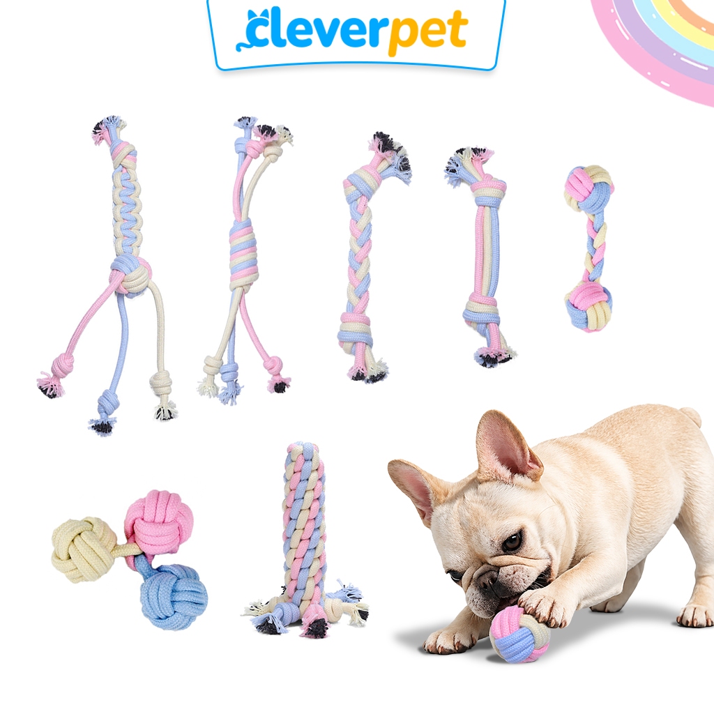 รูปสินค้า CleverPet ของเล่นสุนัข เชือกกัด Unicorn สีพาสเทล เชือกขัดฟันหมา Dog Rope Toy
