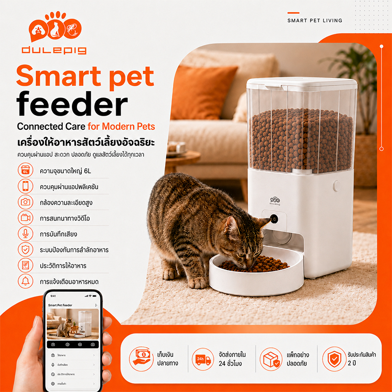 รูปสินค้า Smart Pet Feeder เครื่องให้อาหารแมวอัตโนมัติ ที่ให้อาหารสัตว์อัตโนมัติ แมว