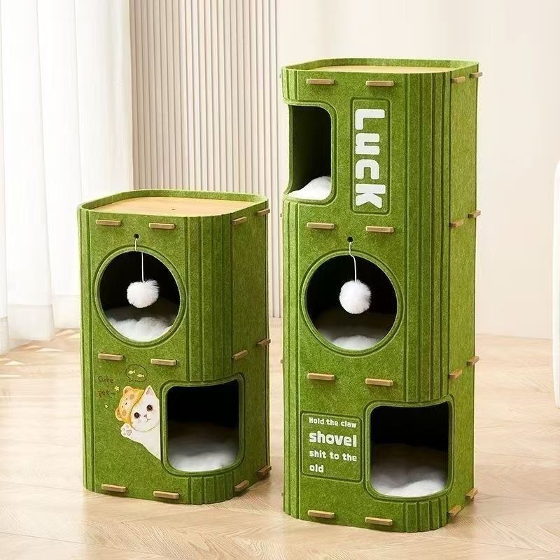 รูปสินค้า Catto บ้านแมว คอนโดแมว 2–3 ชั้น ทรงกระบอก ดีไซน์ญี่ปุ่น ตึกแมว มีรู ปีนเล่นได้ HY