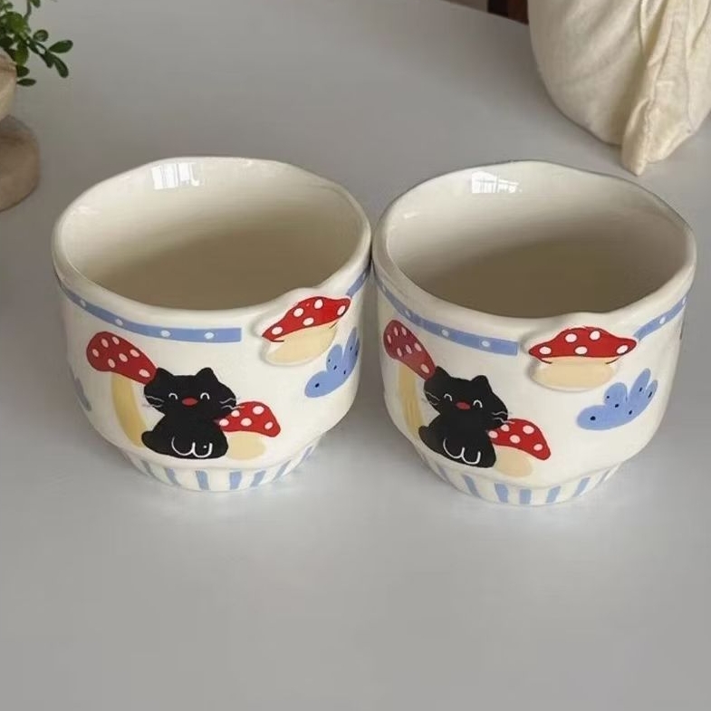 รูปสินค้า Chansuay - จานสวย แก้วกาแฟ แก้วเซรามิคลายแมว และเห็ด