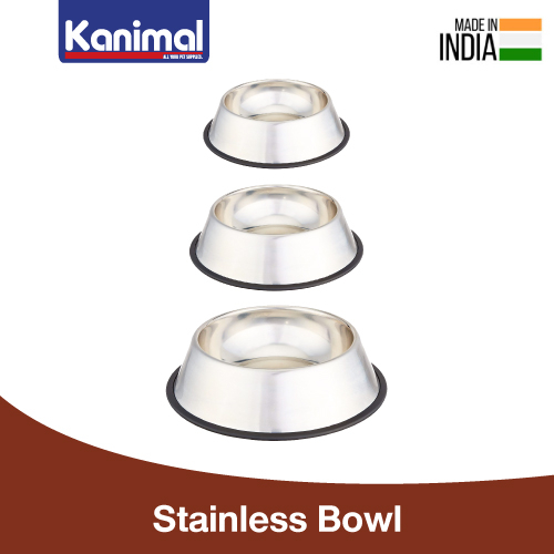 รูปสินค้า Kanimal Anti-Skid Pet Bowl ชามอาหาร ชามน้ำ ชามสแตนเลส รุ่นกันลื่น สำหรับสุนัขและแมว Size S