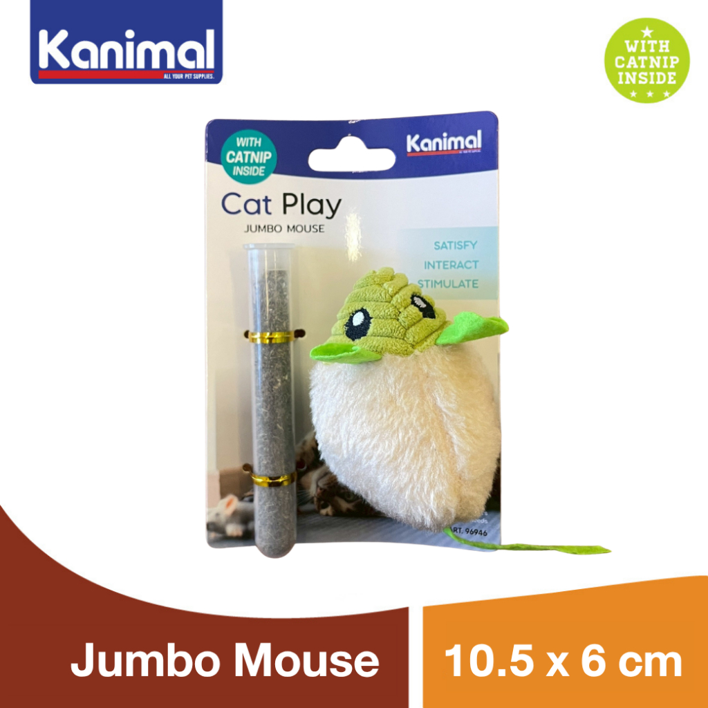 รูปสินค้า Kanimal 96946 Cat Toy ของเล่นแมว Jumbo Mouse ของเล่นหนูผ้าจัมโบ้ พร้อมกระปุก Catnip สำหรับแมวทุกวัย ขนาด 10.5x6 ซม.