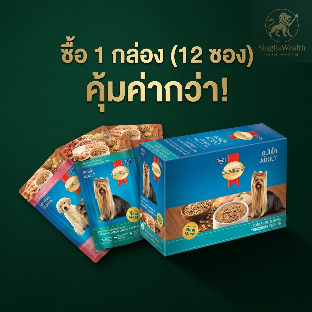 รูปสินค้า SmartHeart Pouch อาหารเปียกสุนัข 120–130 กรัม จำนวน 12 ซอง