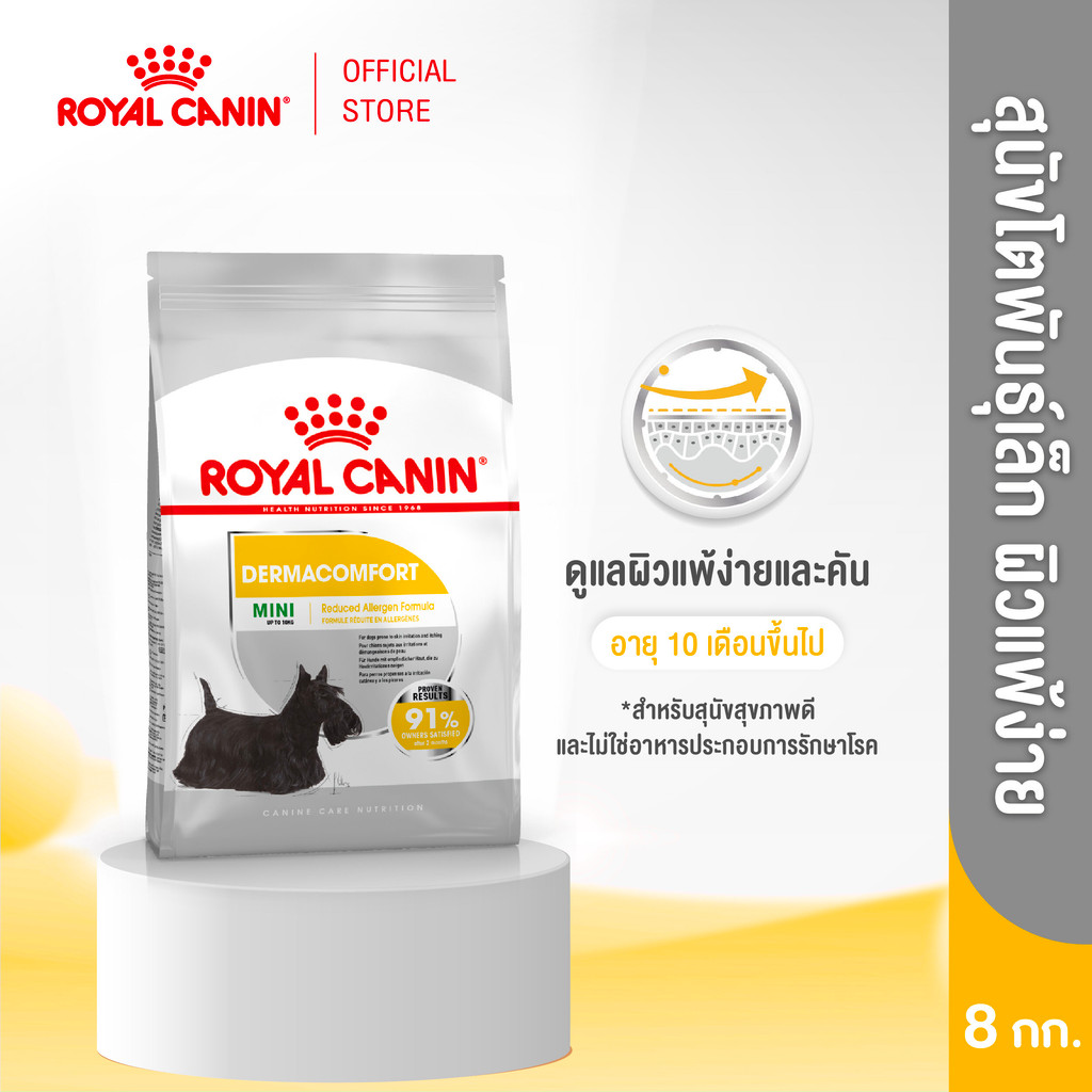 รูปสินค้า Royal Canin Mini Dermacomfort อาหารเม็ดสุนัขโตพันธุ์เล็ก 8 กก.