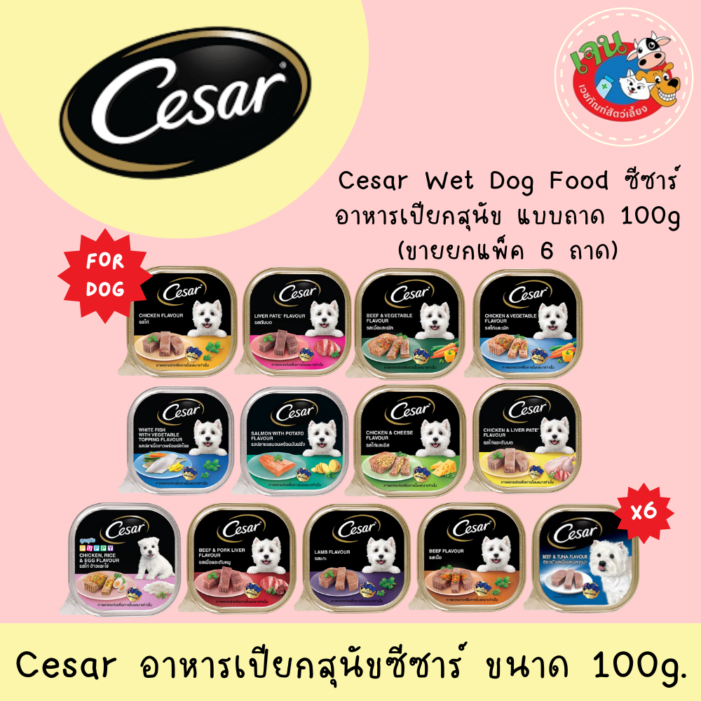 รูปสินค้า Cesarอาหารเปียกสุนัขซีซาร์ ขนาด ครบทุกรส ขายแพ็ก6ถาด 100 กรัม
