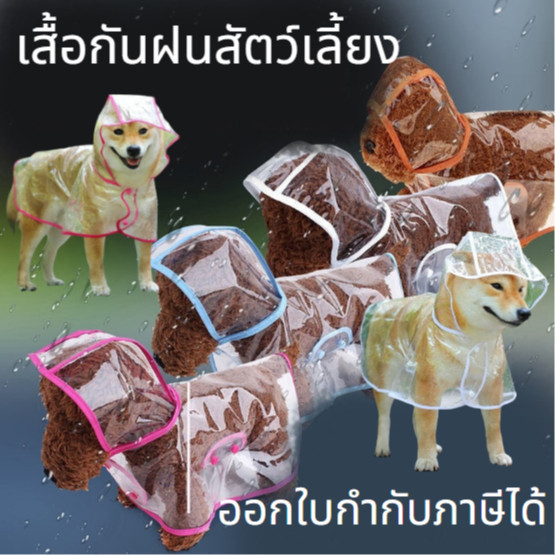 รูปสินค้า เสื้อกันฝนสัตว์เลี้ยง สุนัขคอร์กี้ฟอลคอน กันน้ำ แบบหนา โปร่งใสขอบสีขาว สําหรับสัตว์เลี้ยง